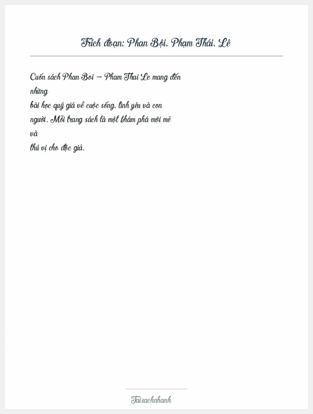 Trích đoạn Phan Bội, Phạm Thái, Lê