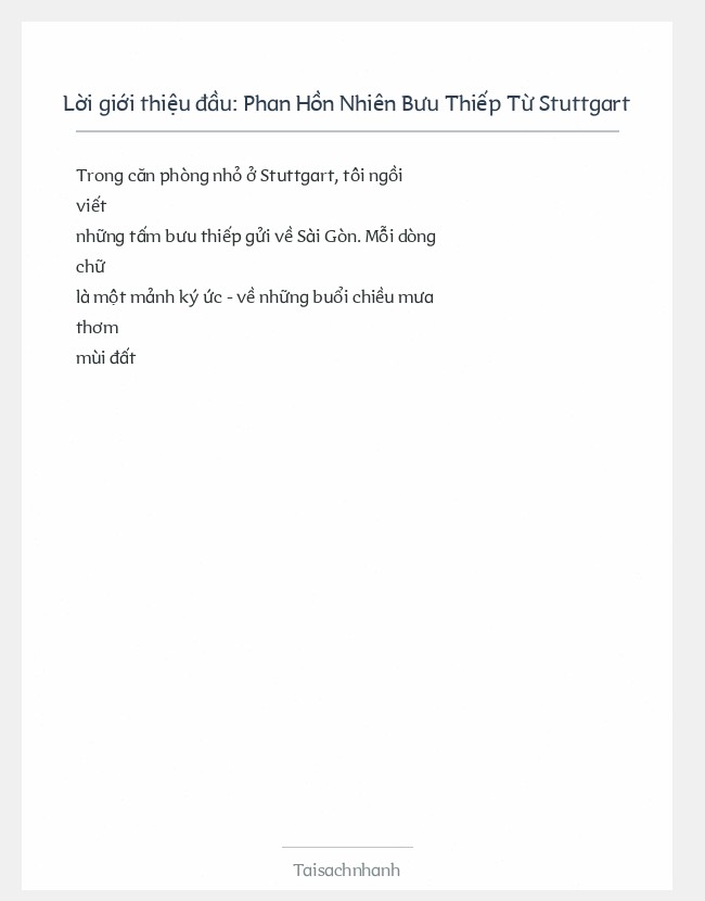 Trích đoạn Phan Hồn Nhiên Bưu Thiếp Từ Stuttgart