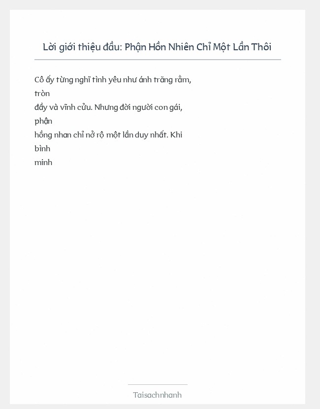 Trích đoạn Phận Hồn Nhiên Chỉ Một Lần Thôi