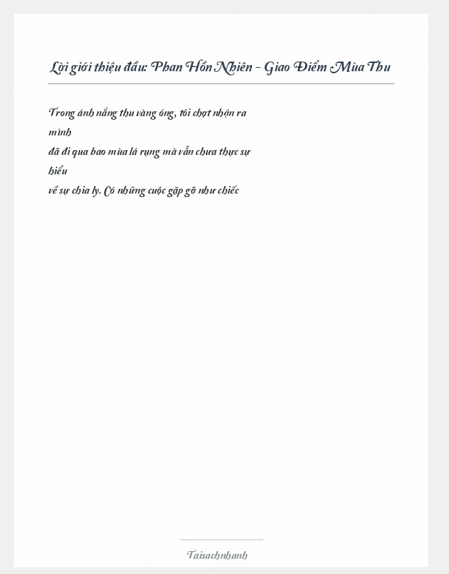 Trích đoạn Phan Hồn Nhiên - Giao Điểm Mùa Thu