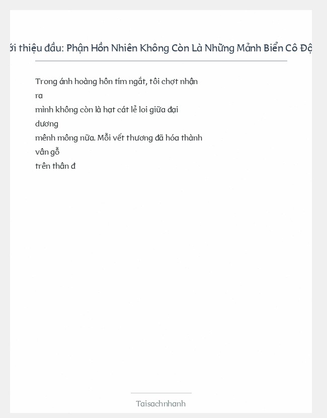 Trích đoạn Phận Hồn Nhiên Không Còn Là Những Mảnh Biển Cô Độc Nữa