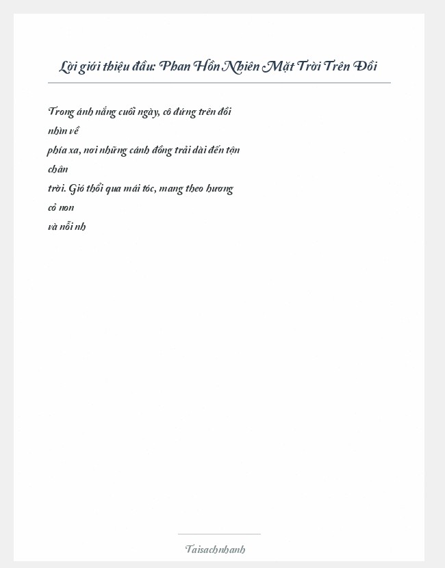 Trích đoạn Phan Hồn Nhiên Mặt Trời Trên Đồi