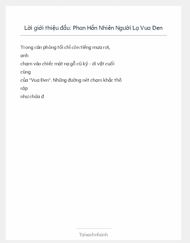 Trích đoạn Phan Hồn Nhiên Người Lạ Vua Đen