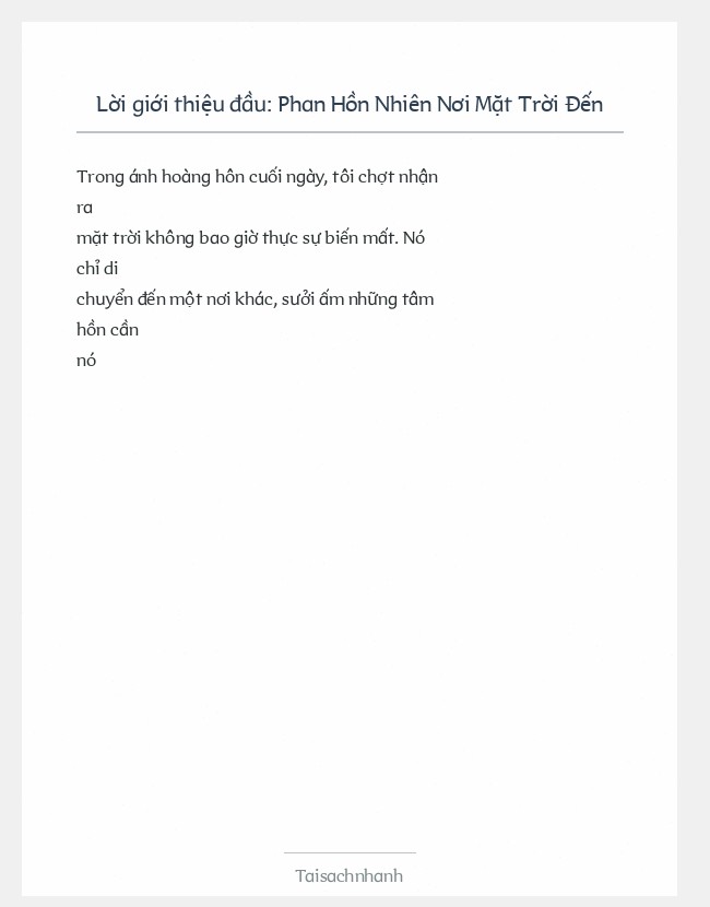 Trích đoạn Phan Hồn Nhiên Nơi Mặt Trời Đến