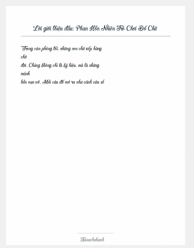 Trích đoạn Phan Hồn Nhiên Trò Chơi Đố Chữ