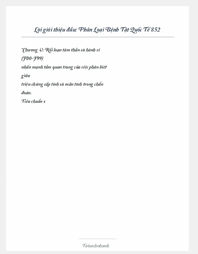 Trích đoạn Phân Loại Bệnh Tật Quốc Tế 852