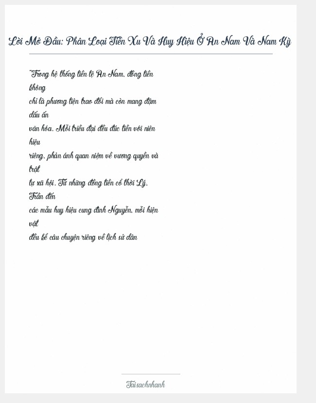 Trích đoạn Phân Loại Tiền Xu Và Huy Hiệu Ở An Nam Và Nam Kỳ