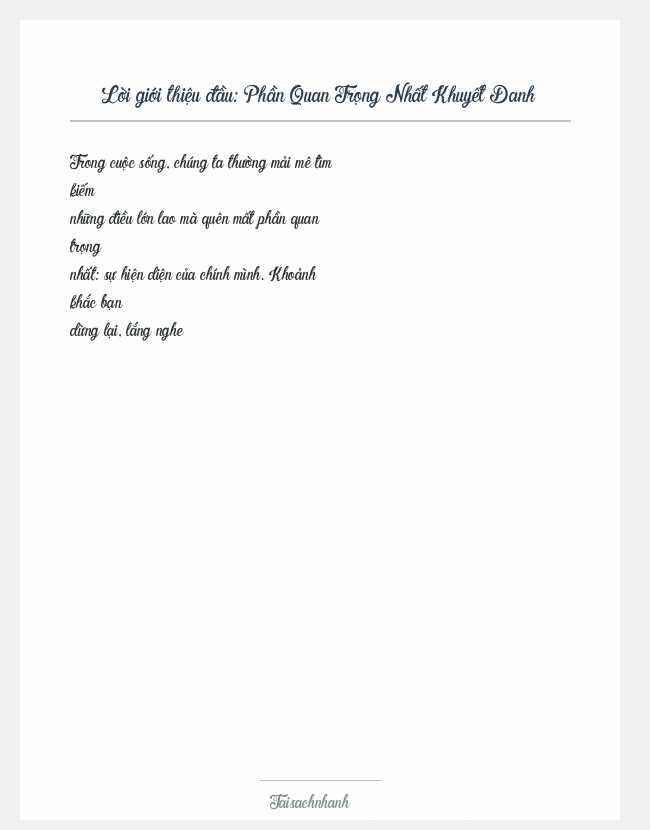 Trích đoạn Phần Quan Trọng Nhất Khuyết Danh