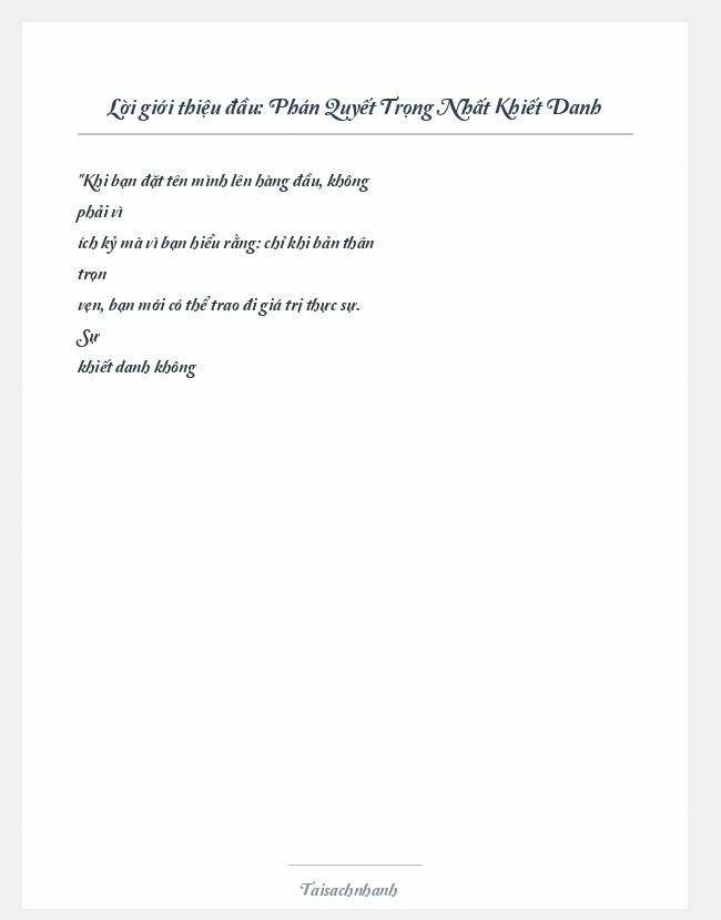 Trích đoạn Phán Quyết Trọng Nhất Khiết Danh