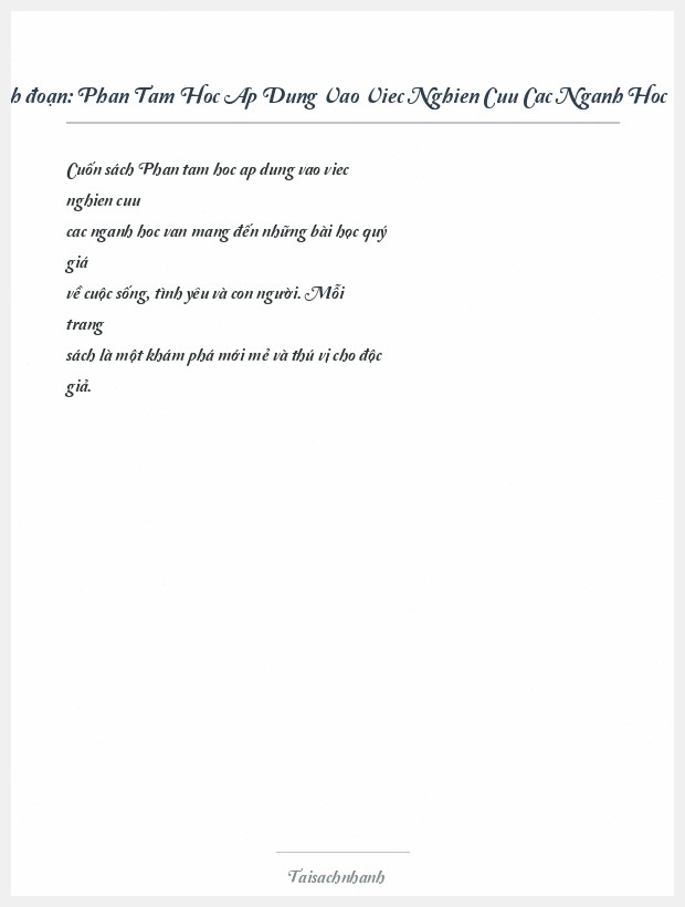 Trích đoạn Phan Tam Hoc Ap Dung Vao Viec Nghien Cuu Cac Nganh Hoc Van