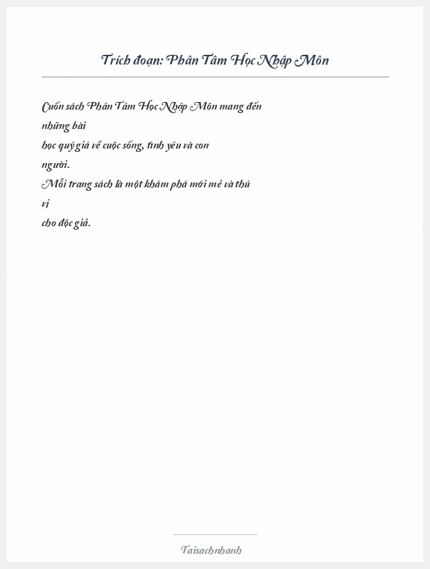 Trích đoạn Phân Tâm Học Nhập Môn