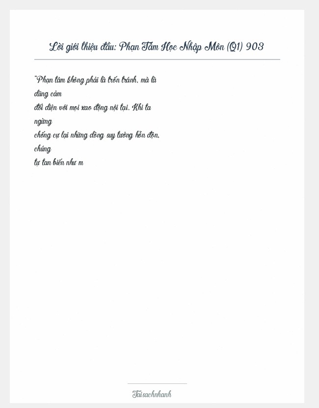 Trích đoạn Phạn Tâm Học Nhập Môn (Q1) 903