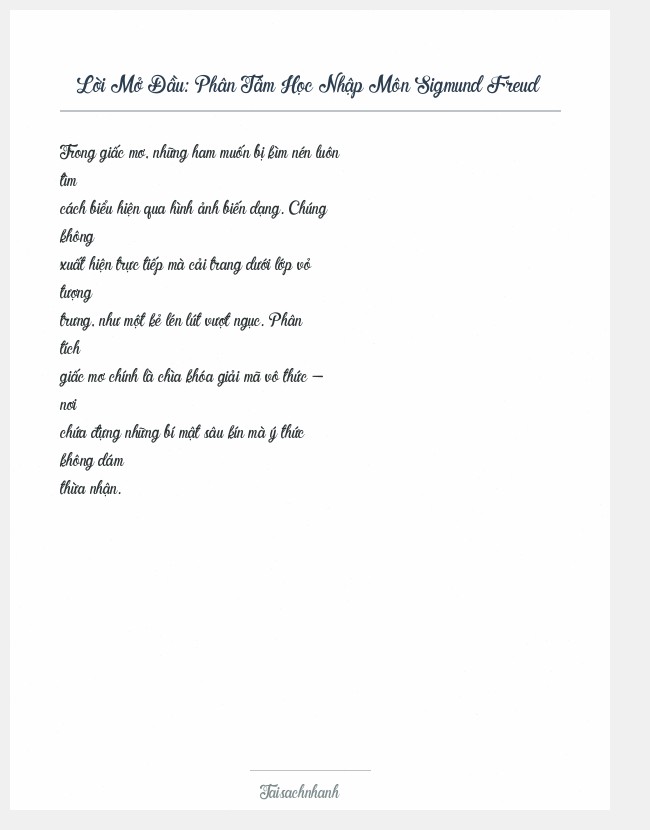 Trích đoạn Phân Tâm Học Nhập Môn Sigmund Freud
