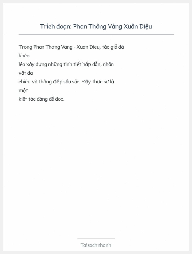 Trích đoạn Phan Thông Vàng Xuân Diệu