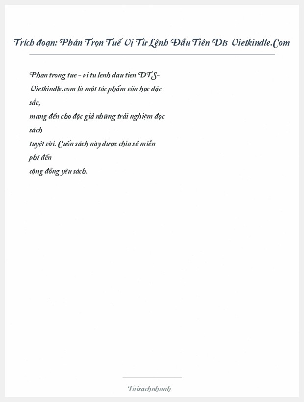 Trích đoạn Phán Trọn Tuế Vị Từ Lệnh Đầu Tiên Dts Vietkindle.Com