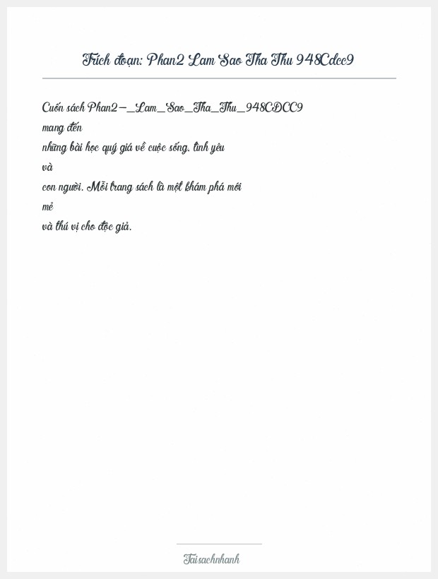 Trích đoạn Phan2 Lam Sao Tha Thu 948Cdcc9
