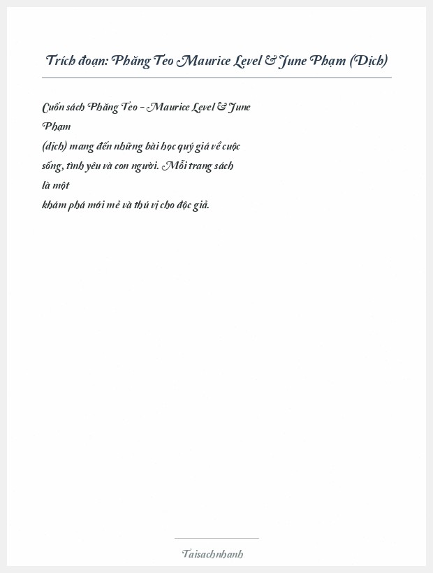 Trích đoạn Phăng Teo Maurice Level & June Phạm (Dịch)