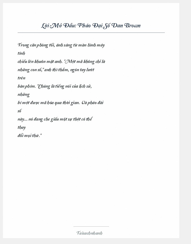 Trích đoạn Pháo Đại Số Dan Brown