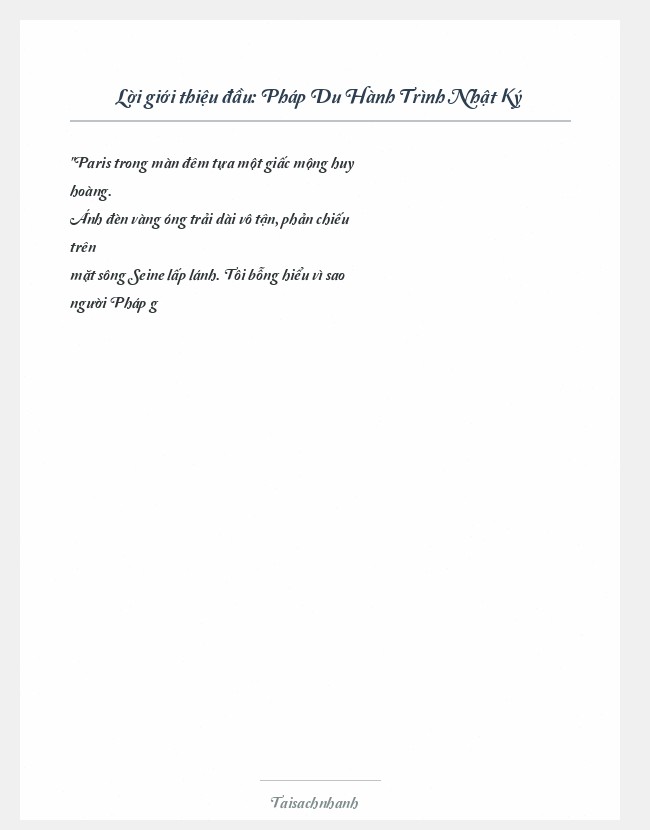 Trích đoạn Pháp Du Hành Trình Nhật Ký