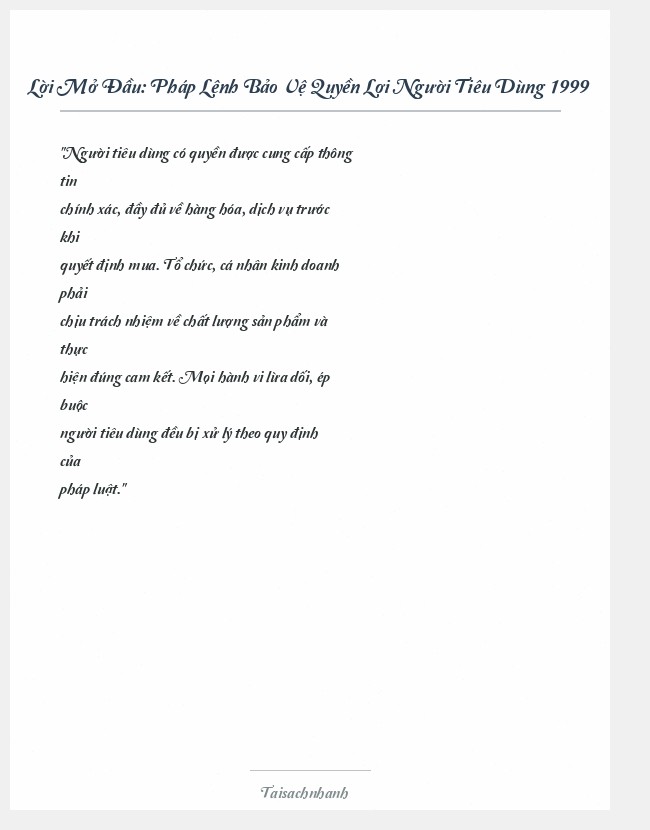 Trích đoạn Pháp Lệnh Bảo Vệ Quyền Lợi Người Tiêu Dùng 1999