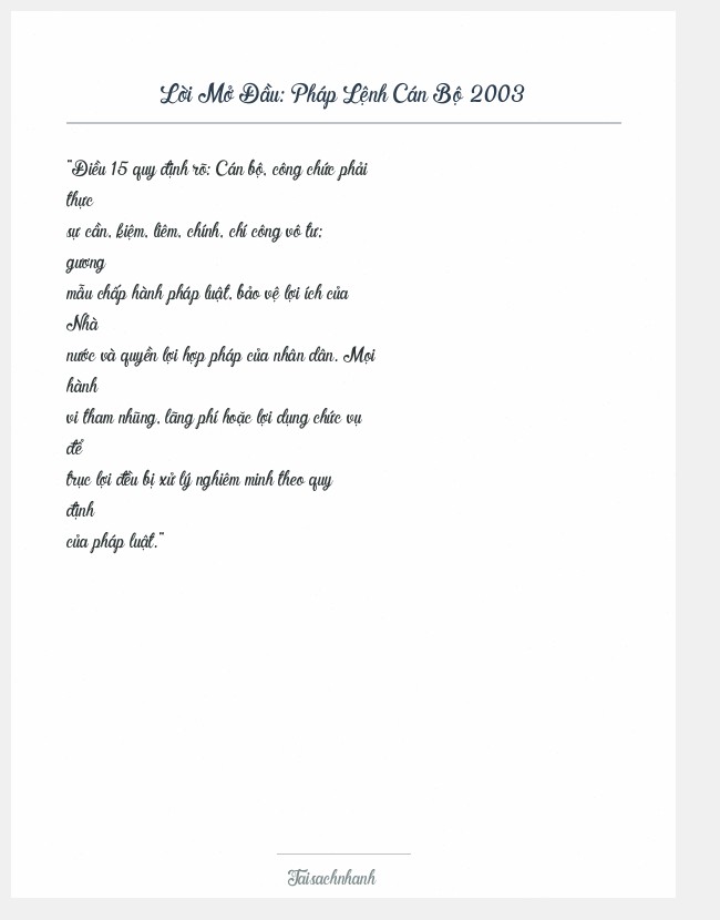 Trích đoạn Pháp Lệnh Cán Bộ 2003