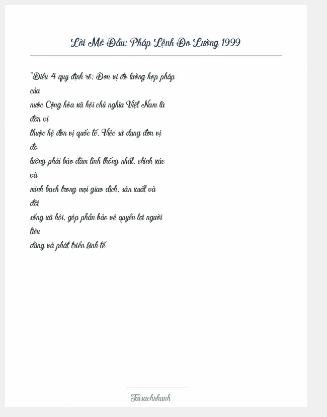Trích đoạn Pháp Lệnh Đo Lường 1999