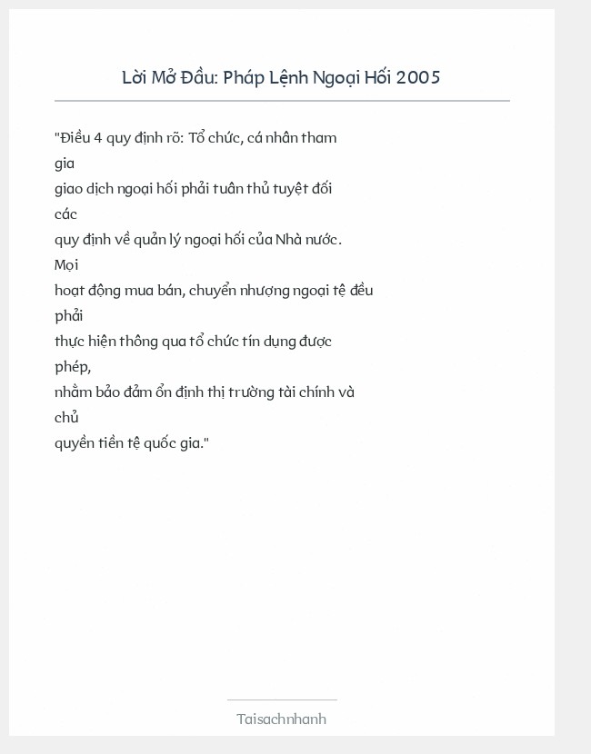 Trích đoạn Pháp Lệnh Ngoại Hối 2005
