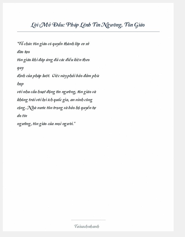 Trích đoạn Pháp Lệnh Tín Ngưỡng, Tôn Giáo