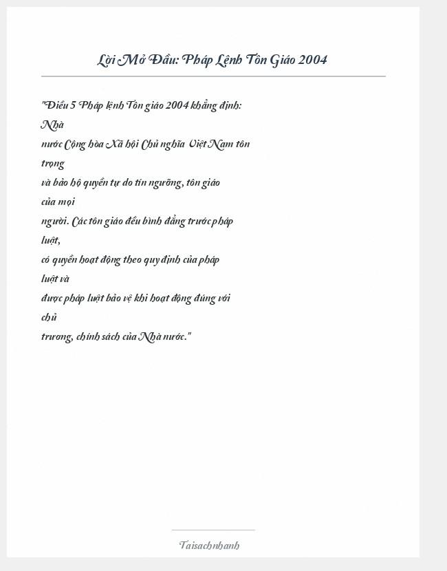 Trích đoạn Pháp Lệnh Tôn Giáo 2004