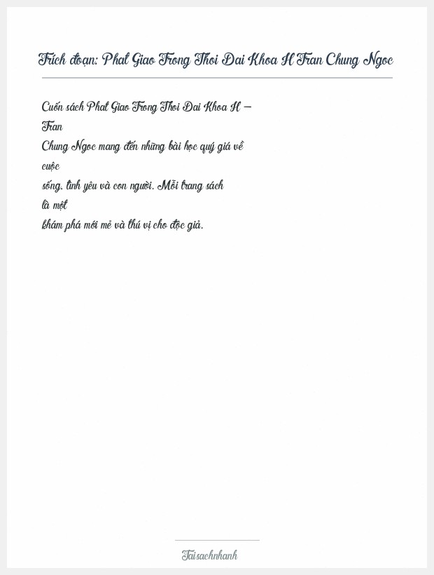 Trích đoạn Phat Giao Trong Thoi Dai Khoa H Tran Chung Ngoc