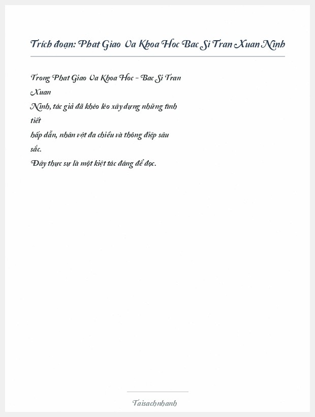 Trích đoạn Phat Giao Va Khoa Hoc Bac Si Tran Xuan Ninh