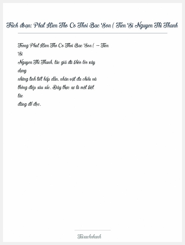Trích đoạn Phat Hien Tho Co Thoi Bac Son ( Tien Si Nguyen Thi Thanh