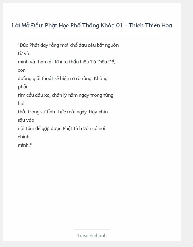 Trích đoạn Phật Học Phổ Thông Khóa 01 - Thích Thiên Hoa