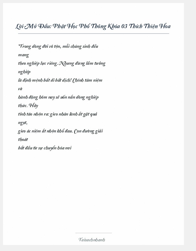 Trích đoạn Phật Học Phổ Thông Khóa 03 Thích Thiện Hoa