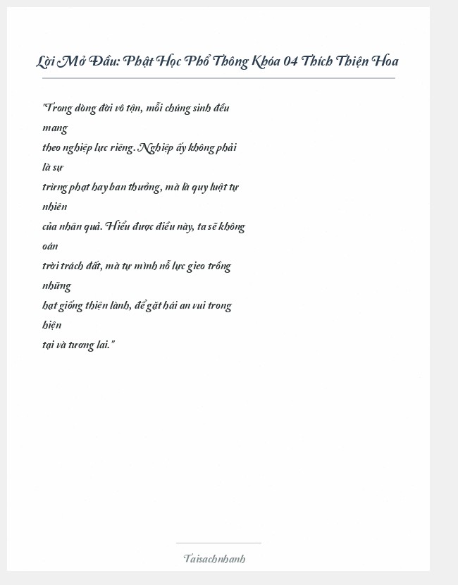 Trích đoạn Phật Học Phổ Thông Khóa 04 Thích Thiện Hoa