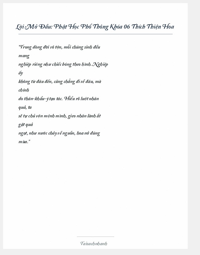 Trích đoạn Phật Học Phổ Thông Khóa 06 Thích Thiện Hoa