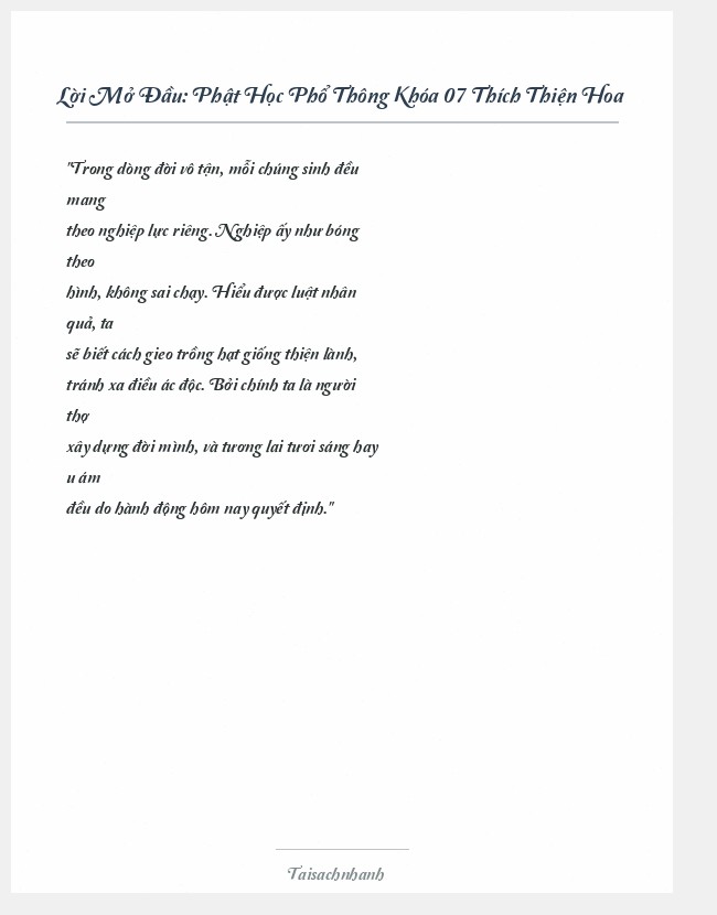 Trích đoạn Phật Học Phổ Thông Khóa 07 Thích Thiện Hoa
