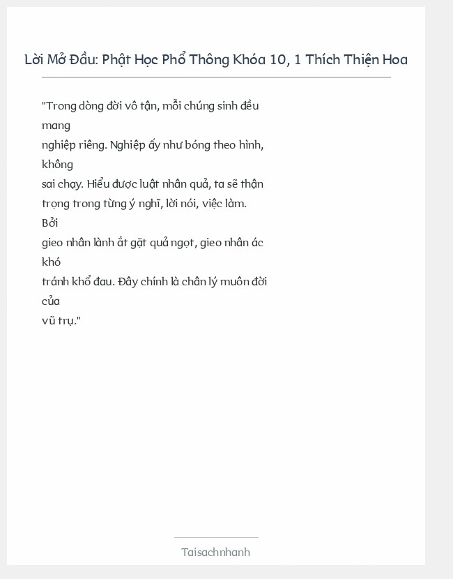Trích đoạn Phật Học Phổ Thông Khóa 10, 1 Thích Thiện Hoa