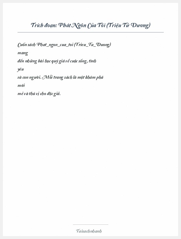 Trích đoạn Phát Ngôn Của Tôi (Triệu Tử Dương)