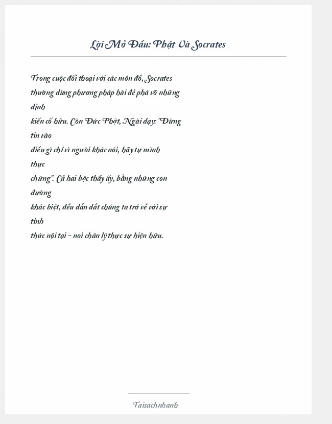 Trích đoạn Phật Và Socrates