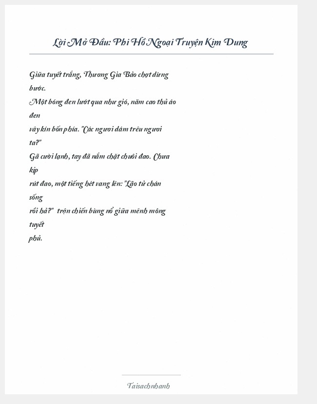 Trích đoạn Phi Hồ Ngoại Truyện Kim Dung