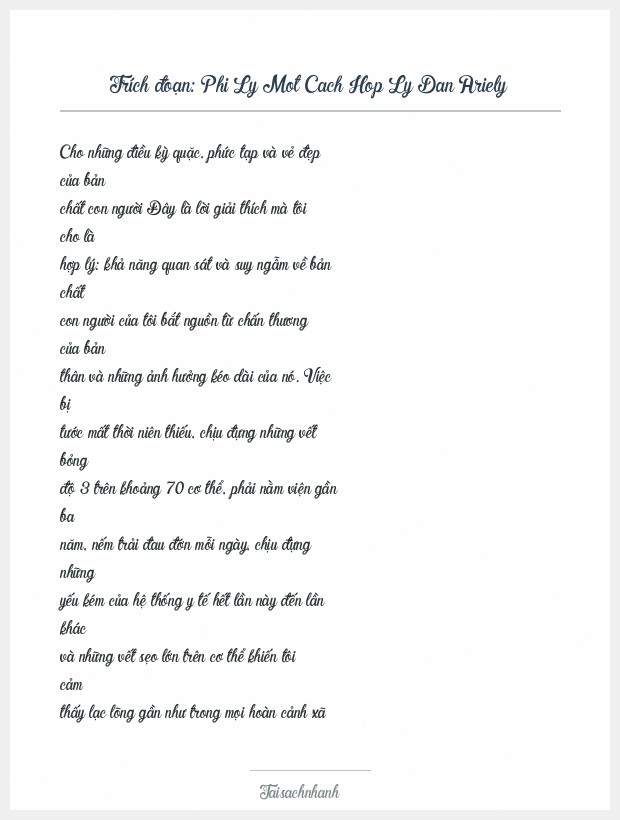 Trích đoạn Phi Ly Mot Cach Hop Ly Dan Ariely