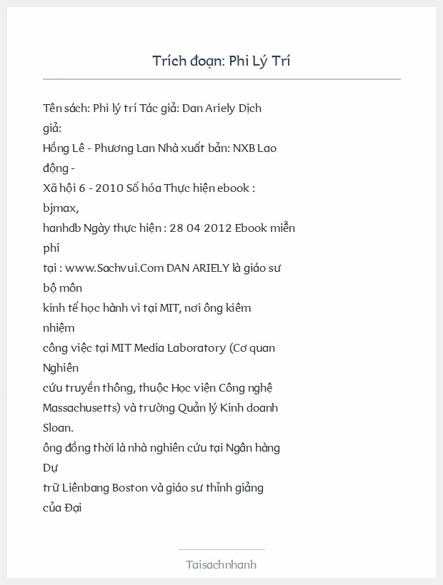 Trích đoạn Phi Lý Trí