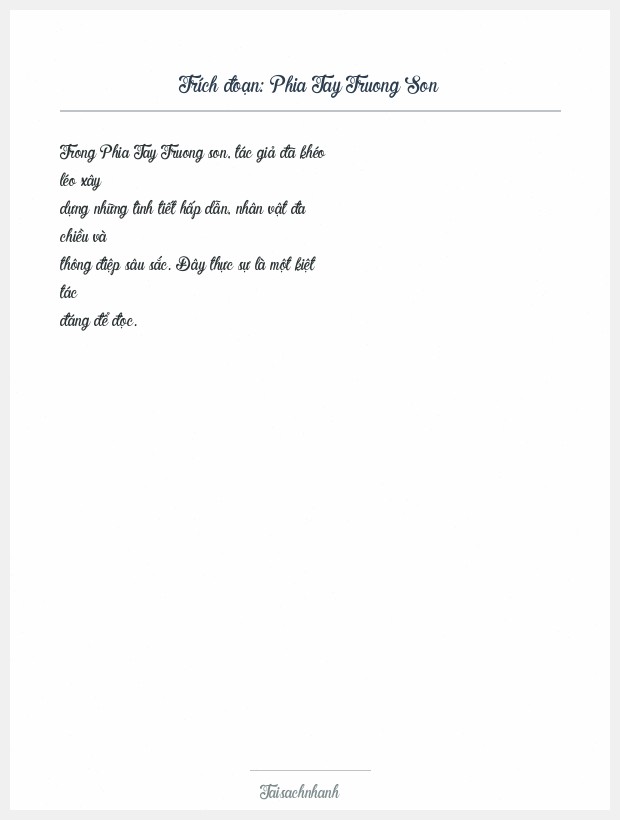 Trích đoạn Phia Tay Truong Son