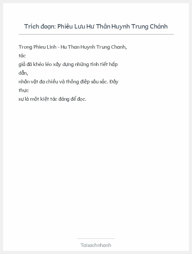 Trích đoạn Phiêu Lưu Hư Thân Huynh Trung Chánh