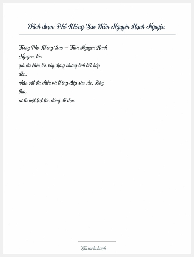 Trích đoạn Phổ Không Sao Trần Nguyên Hạnh Nguyện
