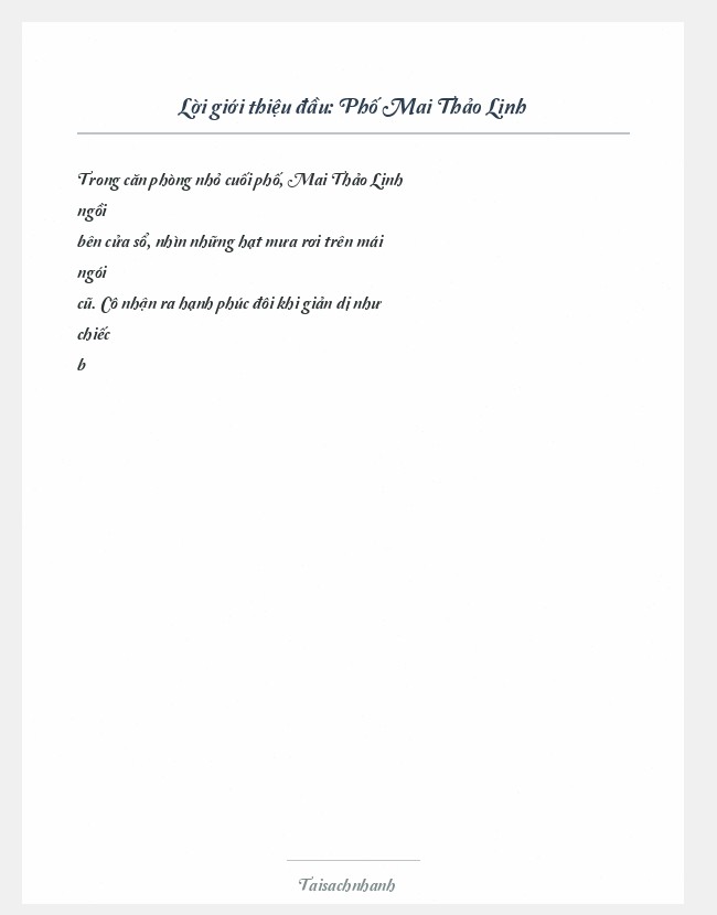 Trích đoạn Phố Mai Thảo Linh