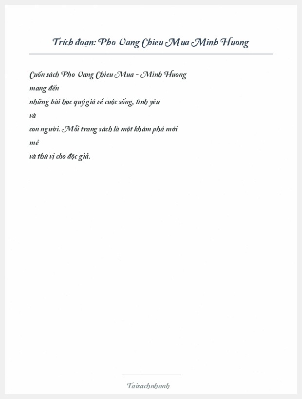 Trích đoạn Pho Vang Chieu Mua Minh Huong