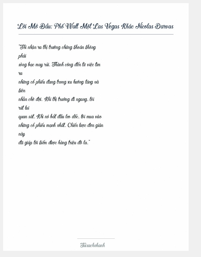 Trích đoạn Phố Wall Một Las Vegas Khác Nicolas Darvas