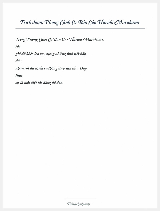 Trích đoạn Phong Cảnh Cơ Bản Của Haruki Murakami